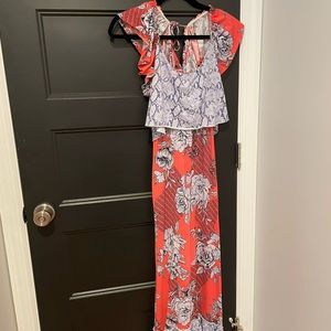 Anthropologie daily practice poppy ruffled midi dress xs
